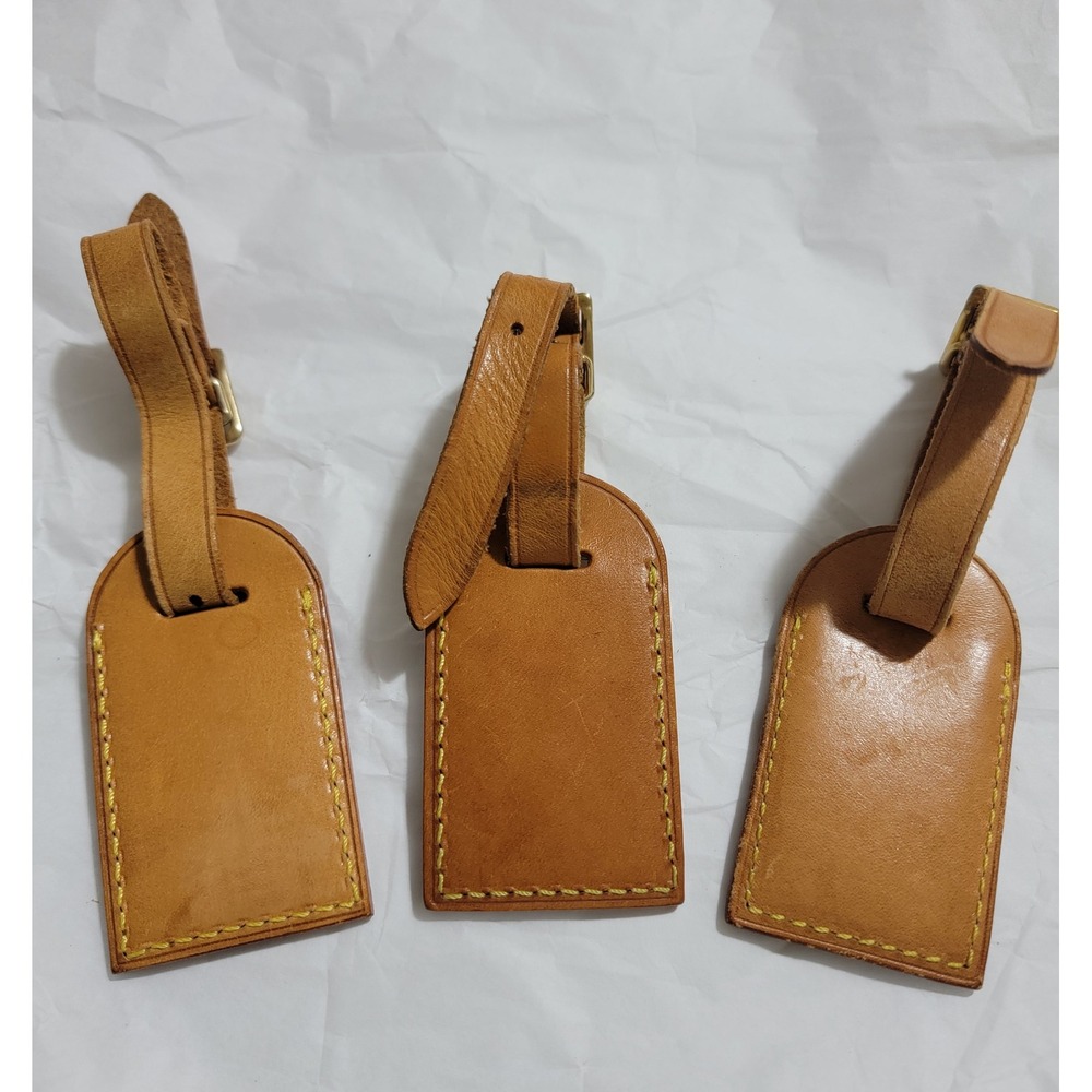 Louis Vuitton Vachetta Leather Luggage Tags Set of 3  Made in France Tan color